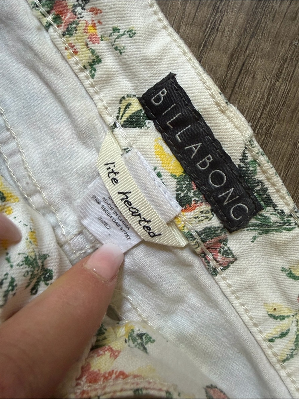 Billabong Cream Floral Shorts with Yellow & Green Accents